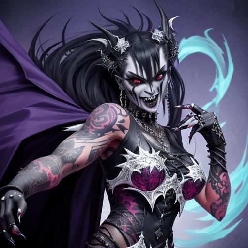 A gleeful and striking shapeshifter vampire, equipped with s...