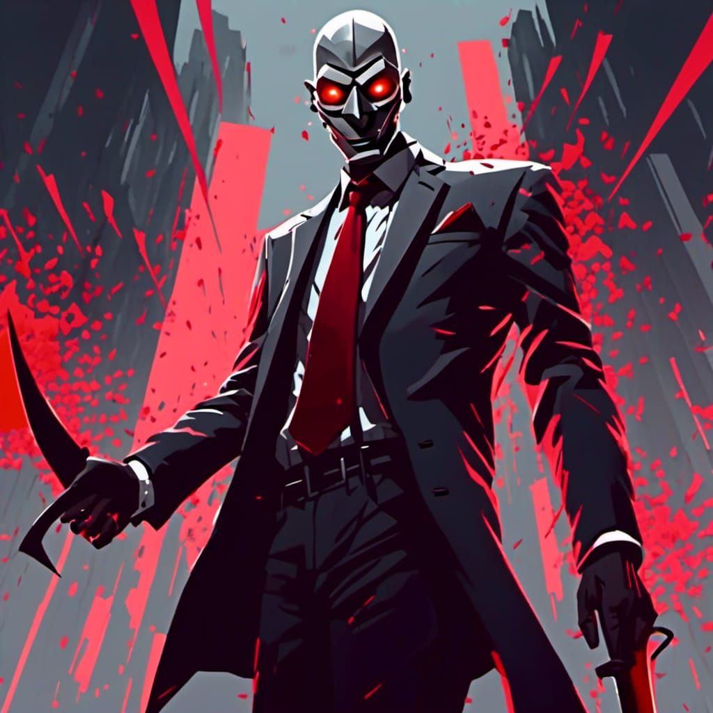 Sinister Anthropomorphic Figure with Knife, Vector Art