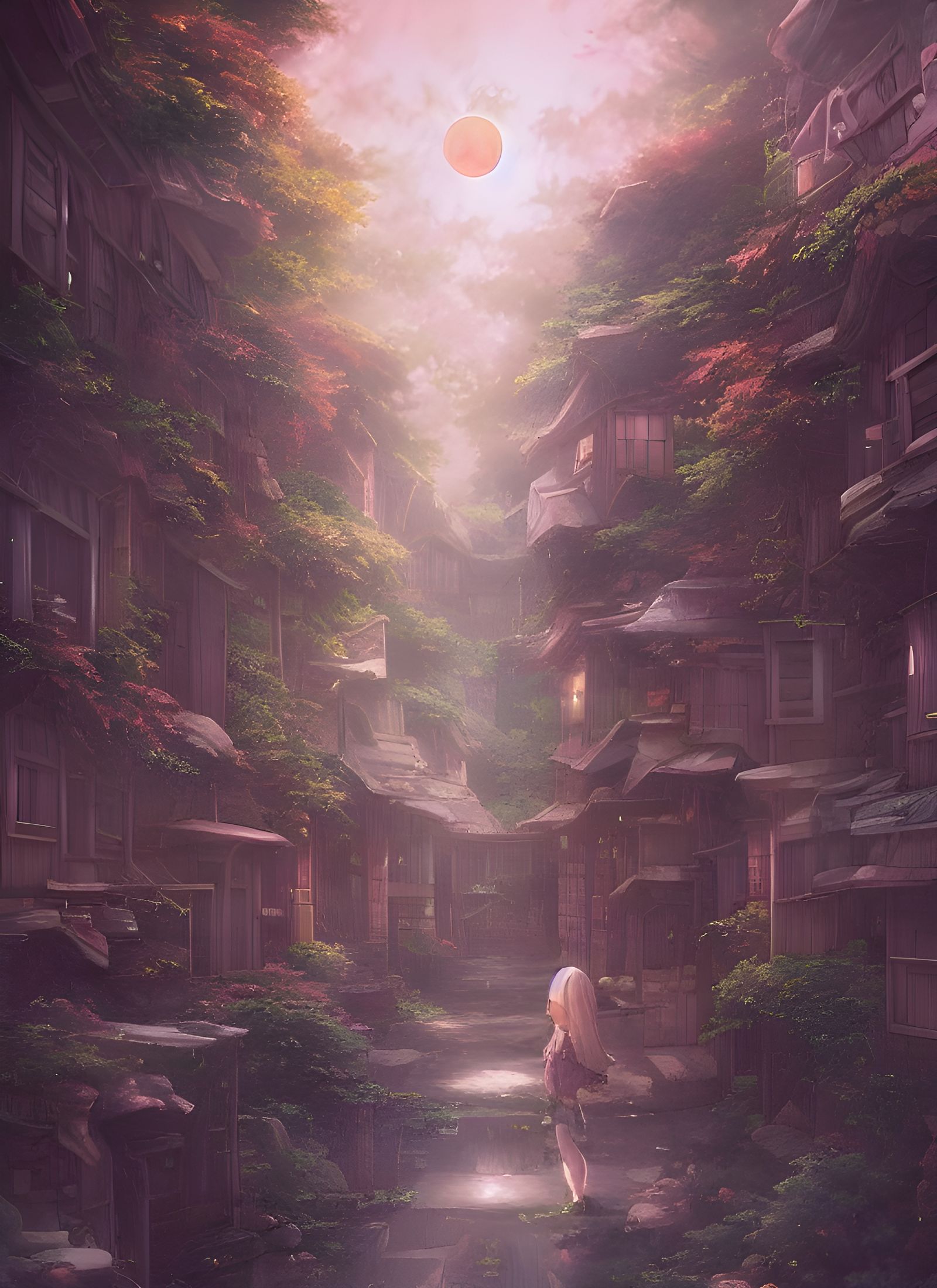 Japanese Alleyway in Studio Ghibli Anime Style