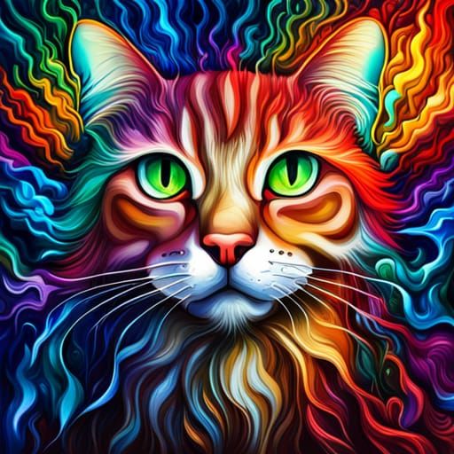 Stained Glass Cat Graffiti Art