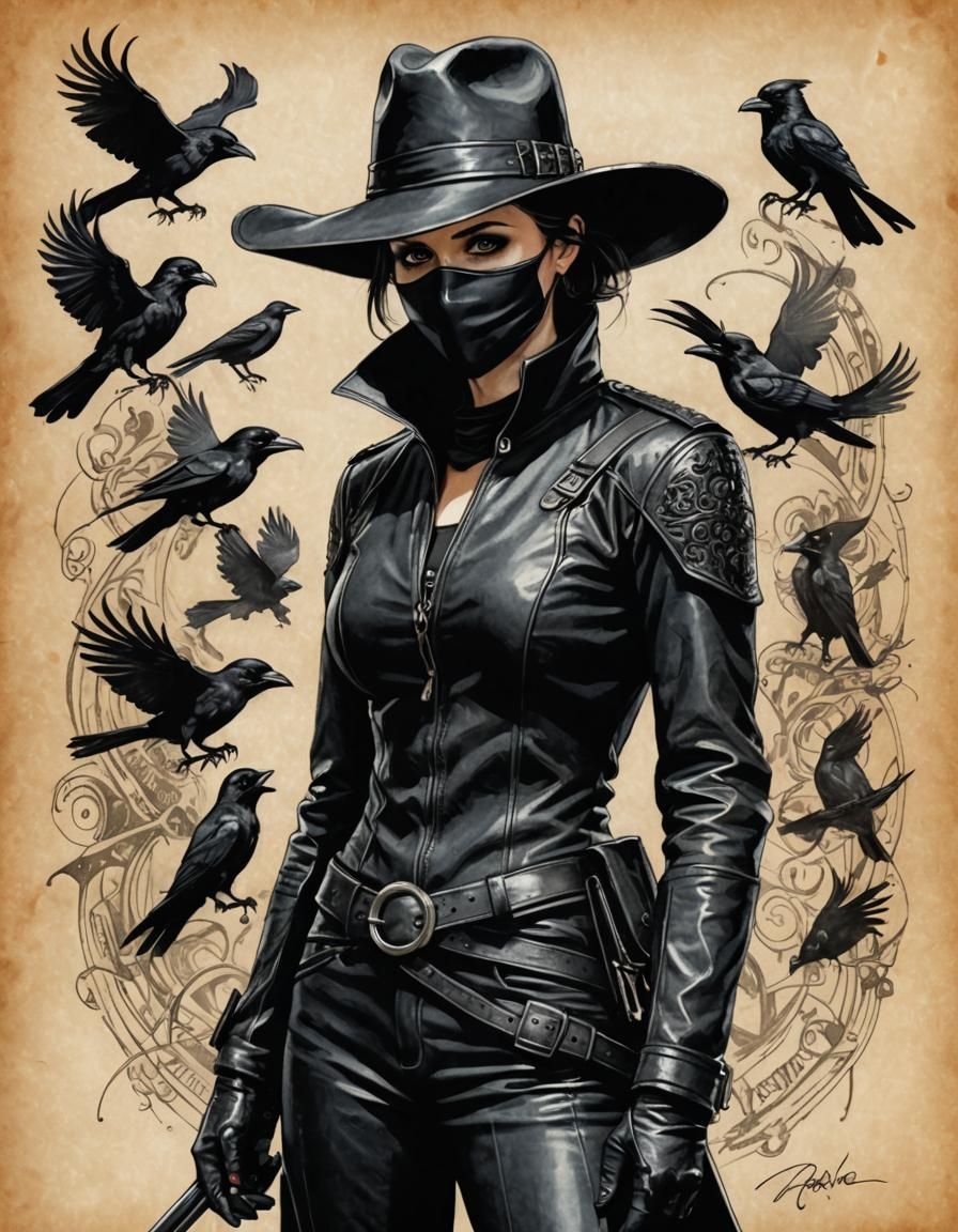 Ink Drawing of a Dark Fantasy Rogue on Parchment