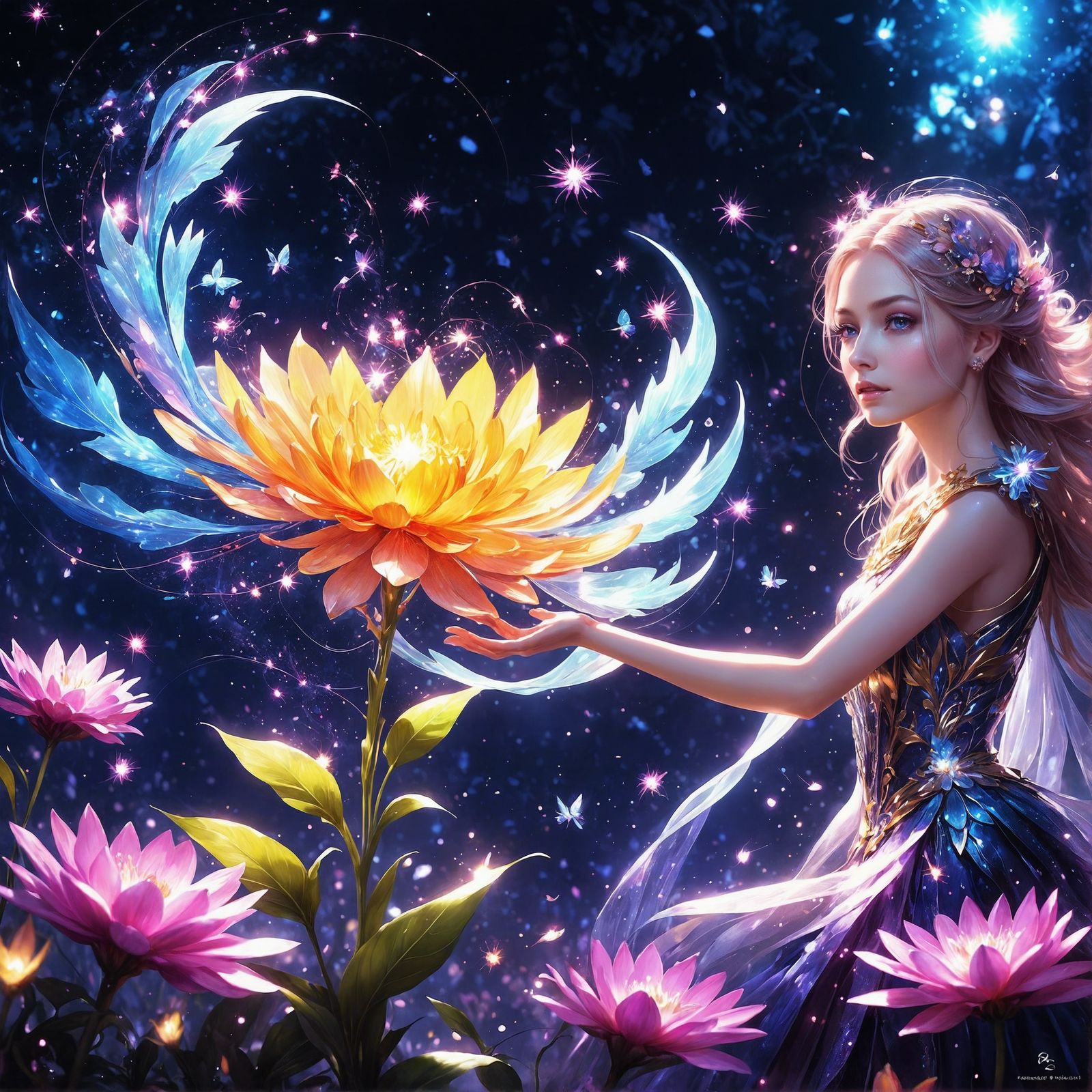 Fairy Gives Life to Flower in Magical 3D Art
