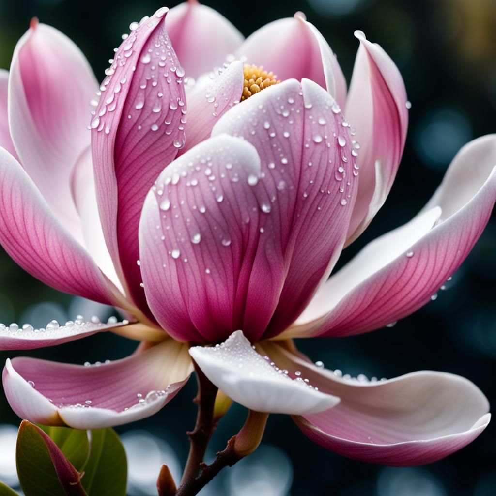 Magnolia Blossom Macro Photograph in HDR