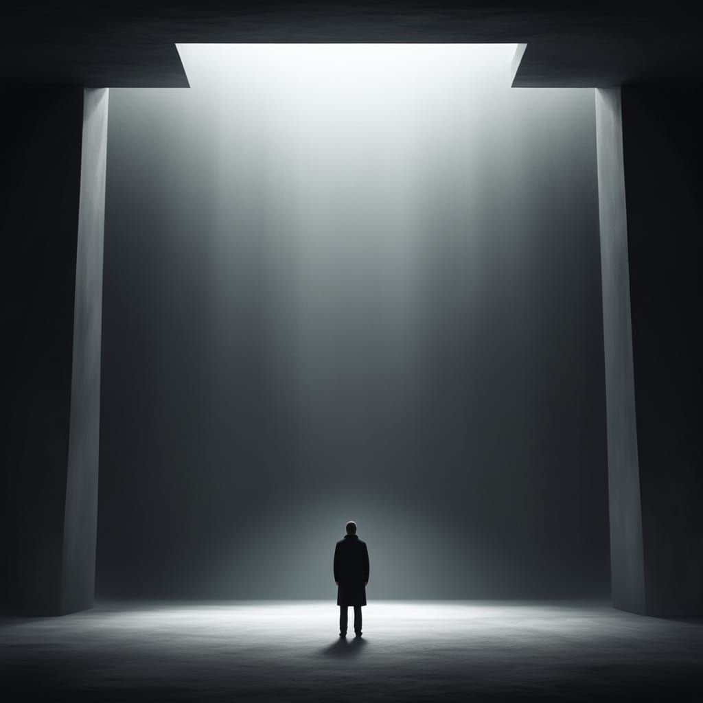 Existential Figure in Muted Void, Digital Art