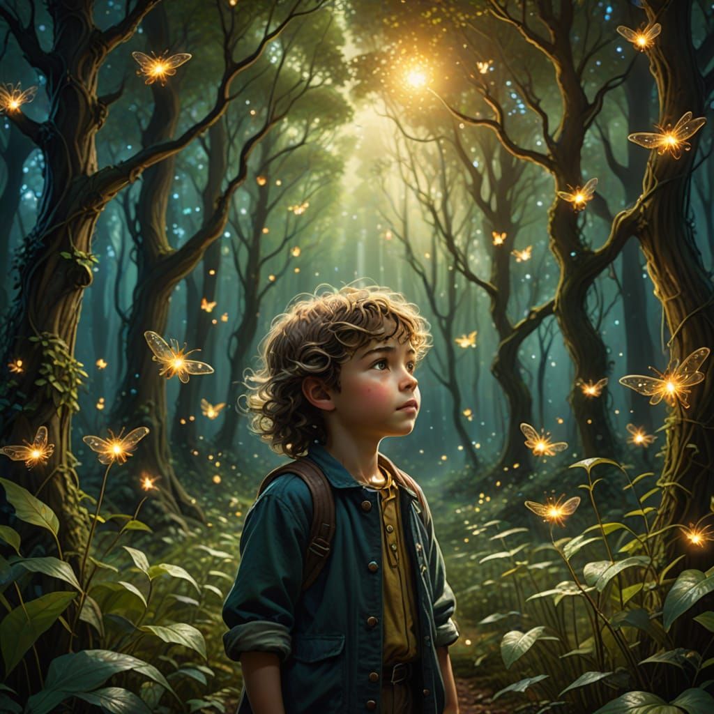 Whimsical Child in Enchanted Forest