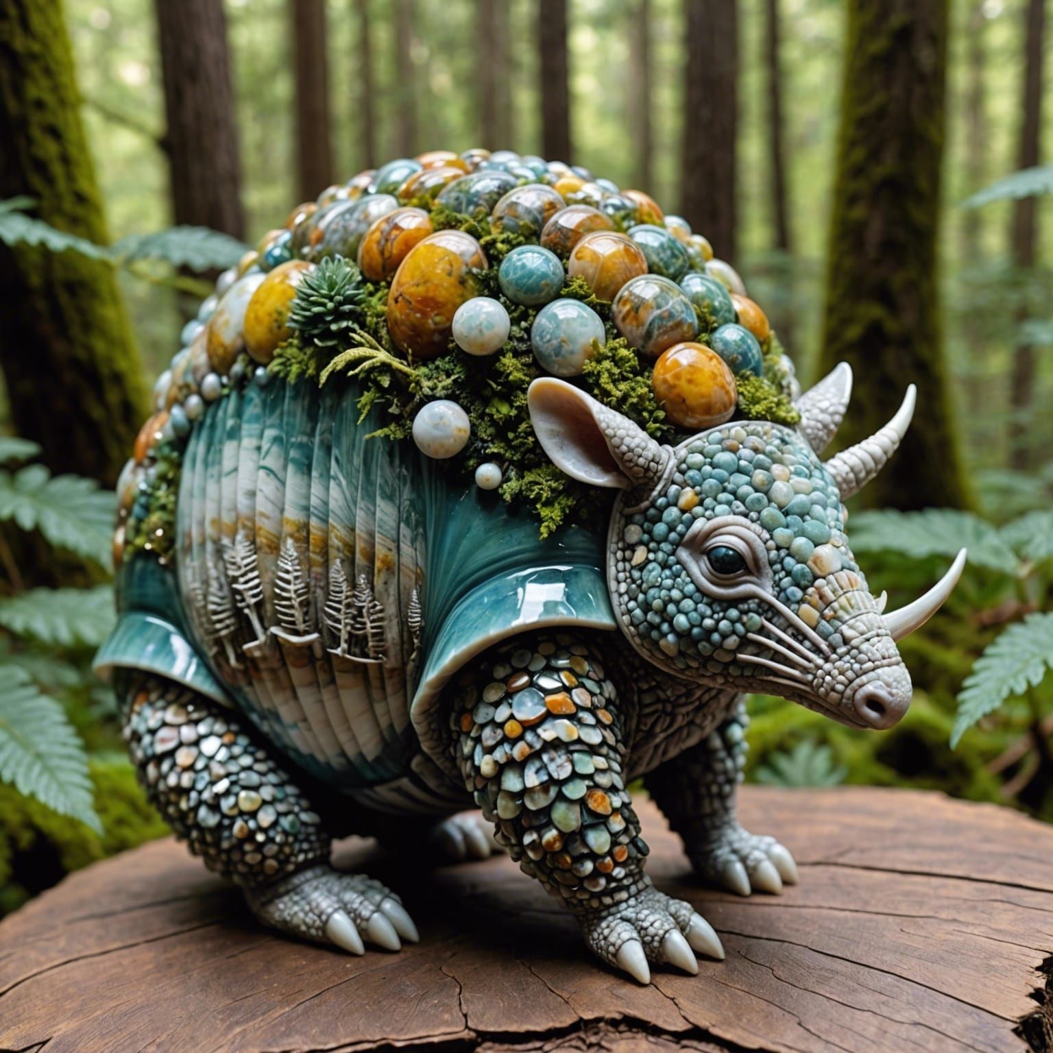 Ocean Jasper Armadillo in Ethereal Forest