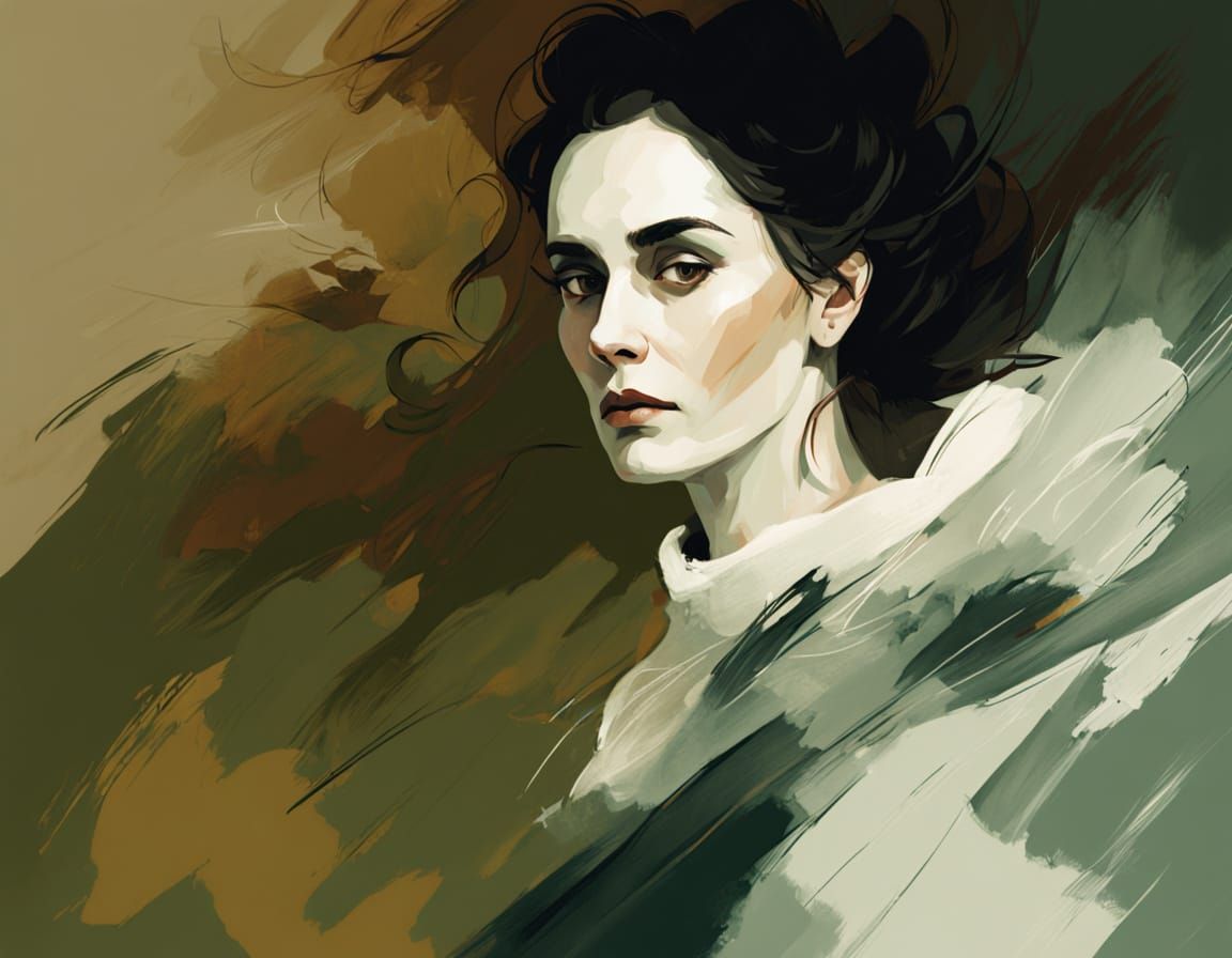 Romanticism Portrait of 2020s Woman with Expressive Eyes