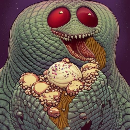 Evil Ice Cream Worm in Comic Book Art