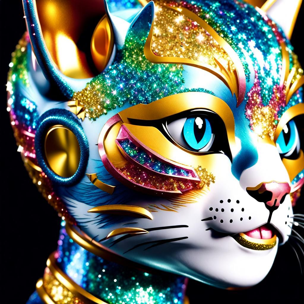 Metallic Glitter Cat: Sparkly, Shiny, and Ultra Detailed