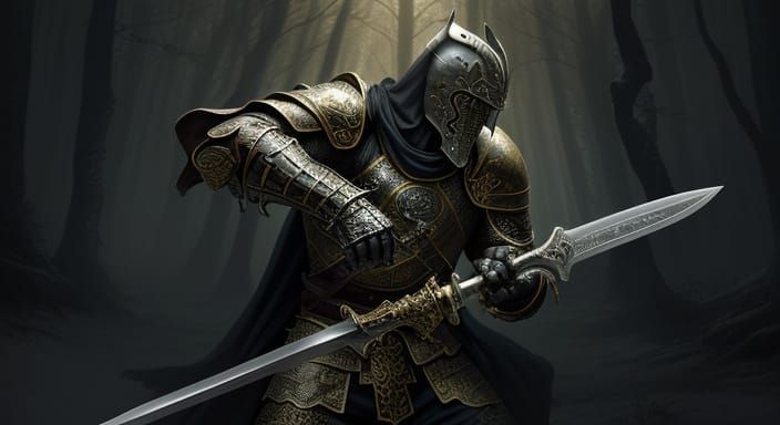 Epic Fantasy Warrior in Golden Light