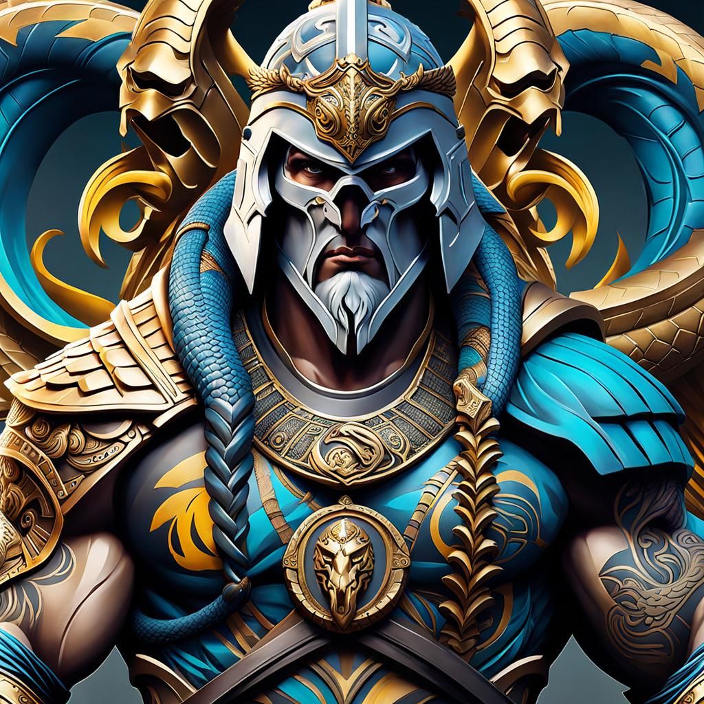 Renaissance Roman Gladiator Figure in Graffiti Art Style