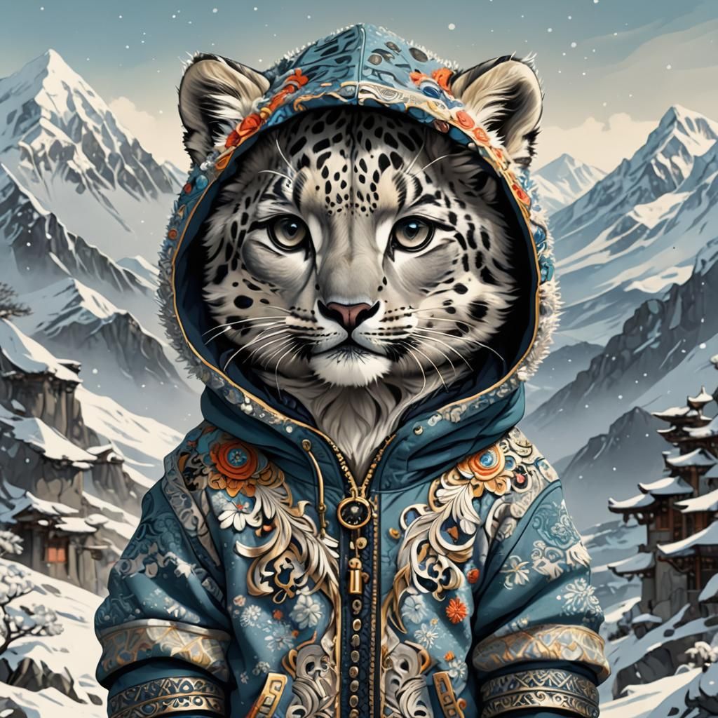 Baby snow leopard hoodie