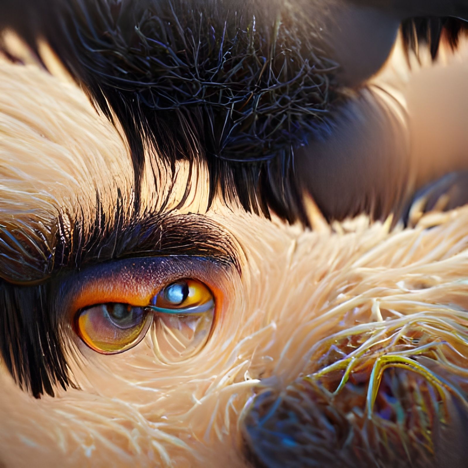 Surreal Hairy Eyes in Art Nouveau Style