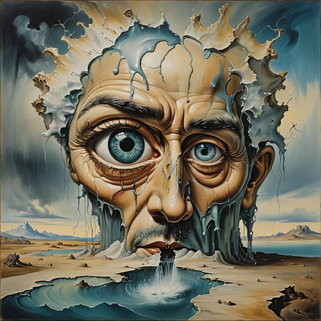 Surreal Eye Agony: A Salvador Dali-Inspired Painting