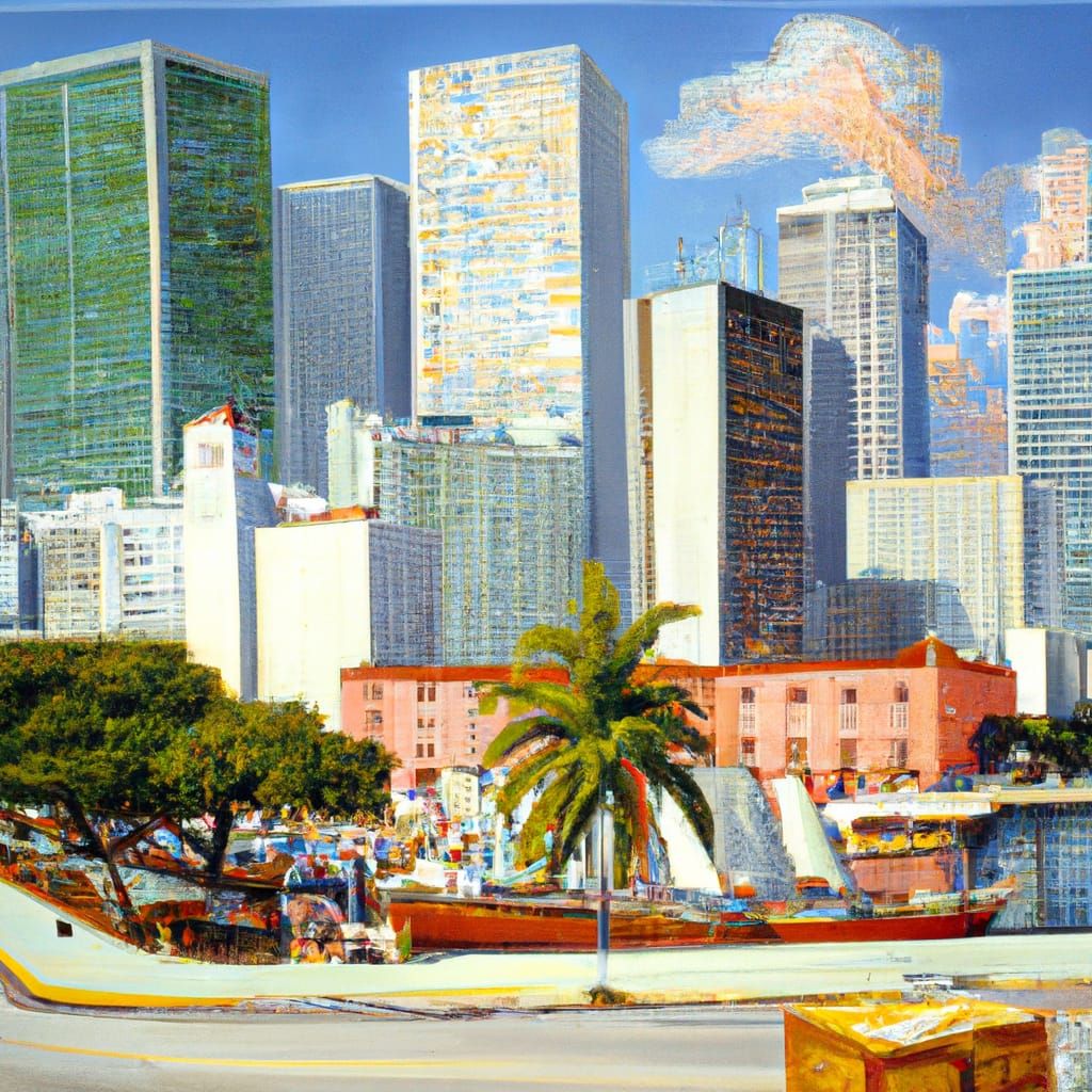 Downtown Miami 1988: Oil Painting in Old Master Style