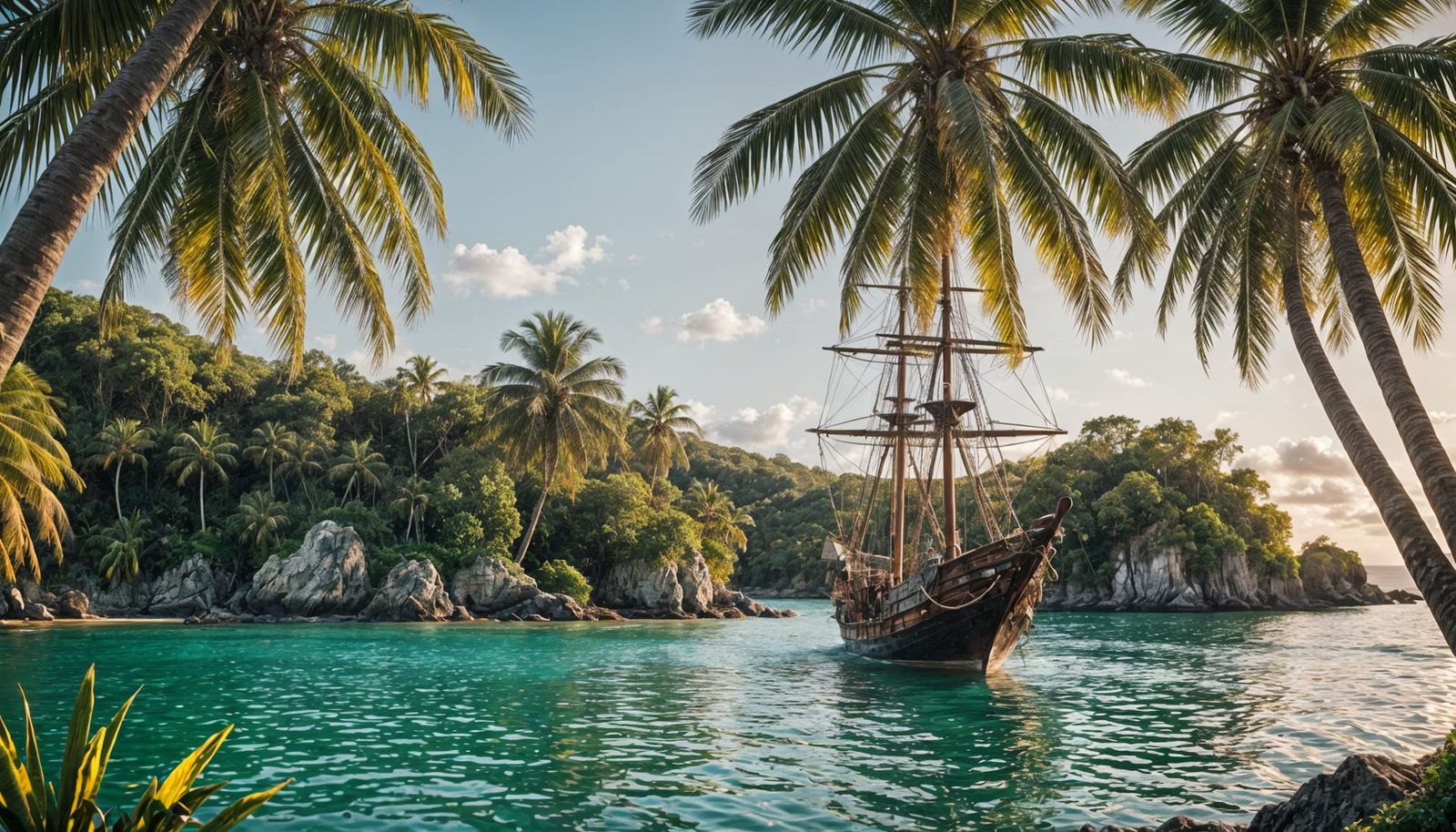Tropical Pirate Cove in Golden Hour Photography