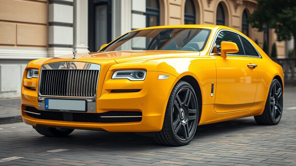 A Yellow Rolls Royce Car