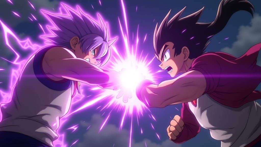 Intense Anime Battle: Energy Punch Impact