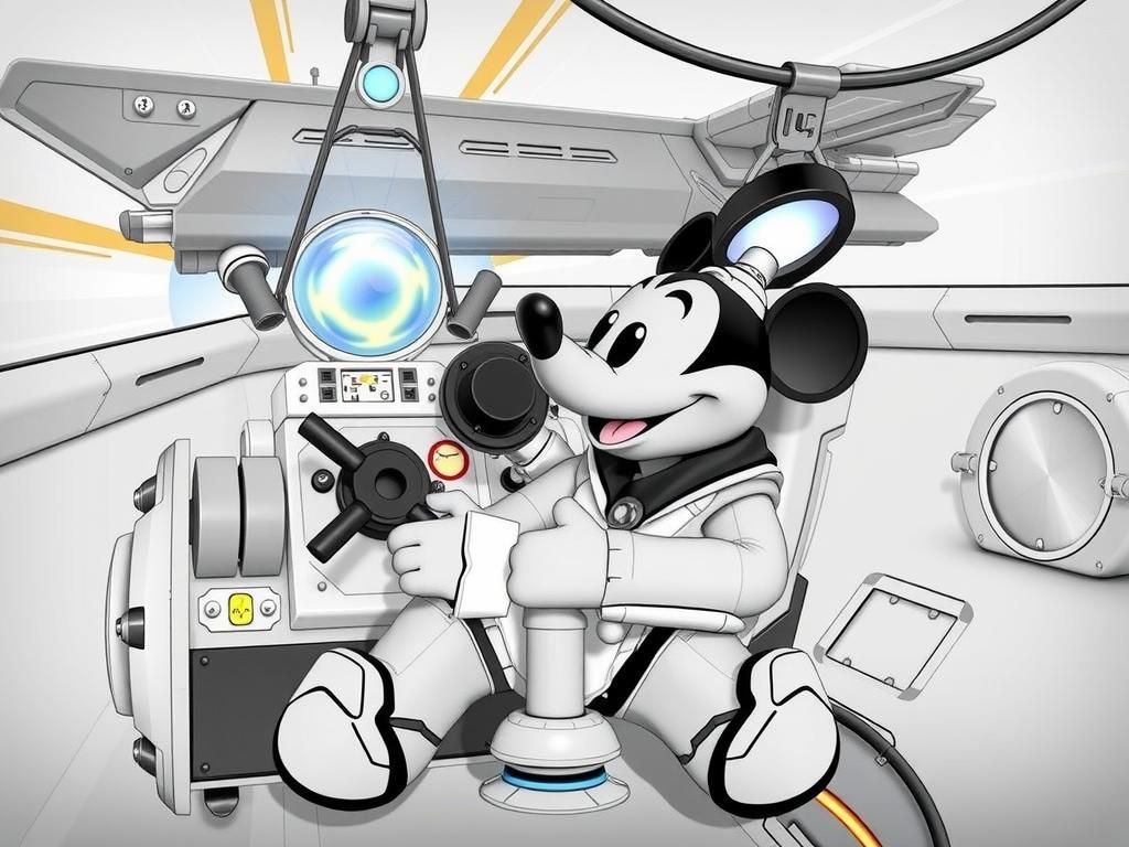 Cartoon Mouse Piloting Spaceship in Pixar Style