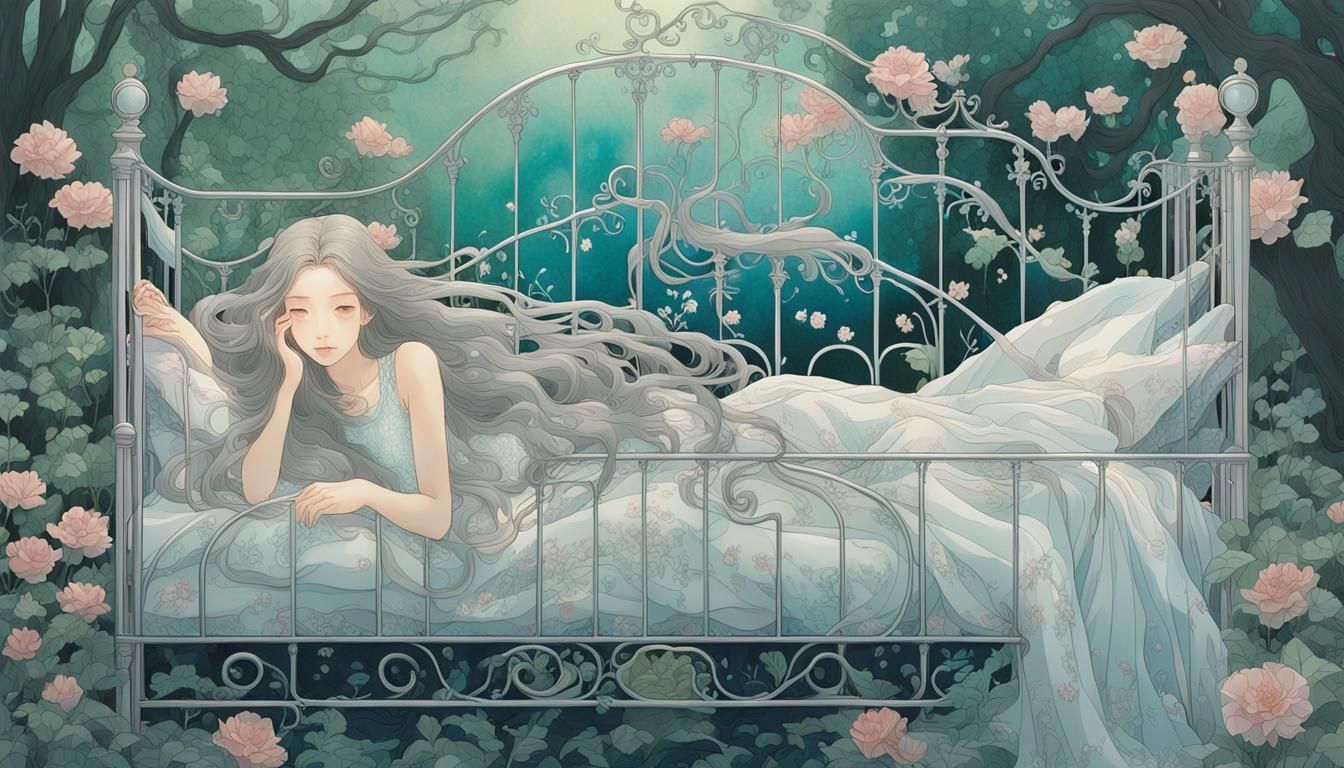 Enchanting Siren in Mystical Forest Illustration