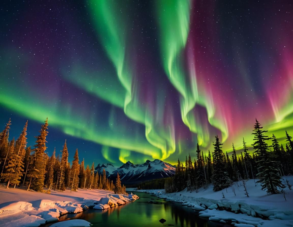 Stunning Northern Lights Display in Night Sky
