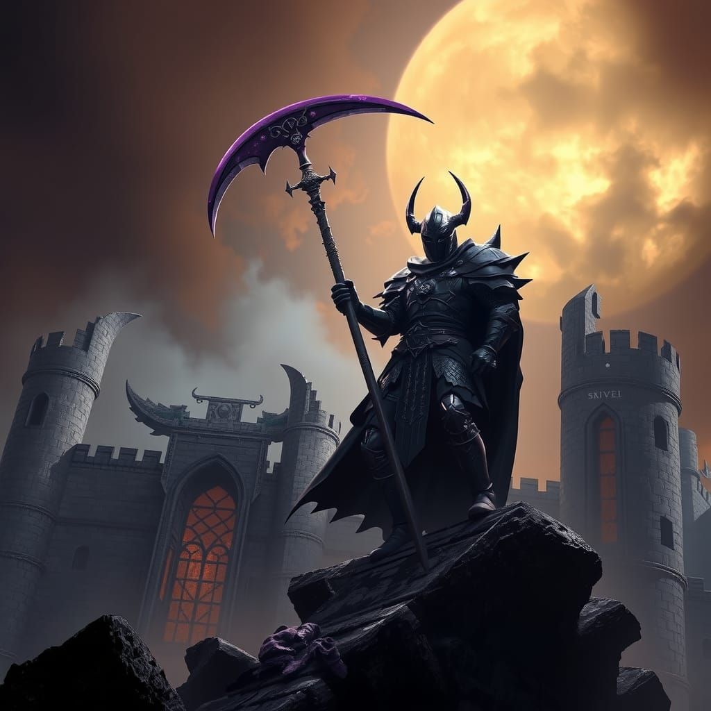 Menacing Knight with Scythe in Dark Fantasy Style
