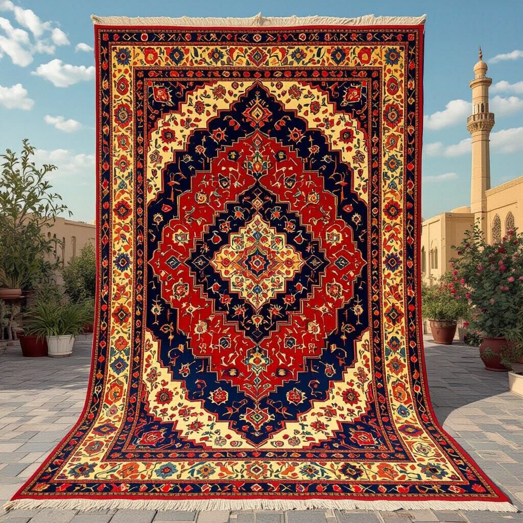 Intricate Iranian Carpet in Surreal Style