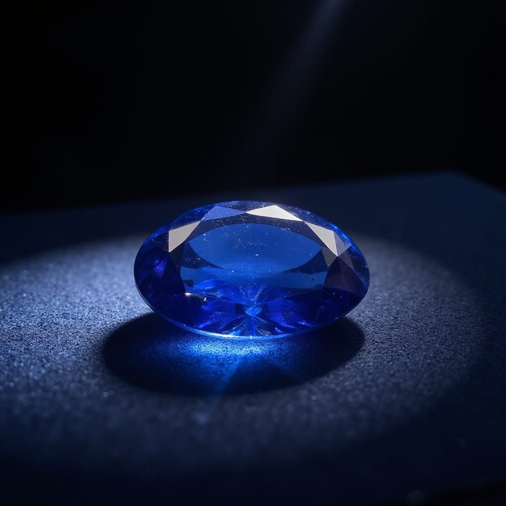Sapphire Gemstone on Velvet, Capturing Radiant Light