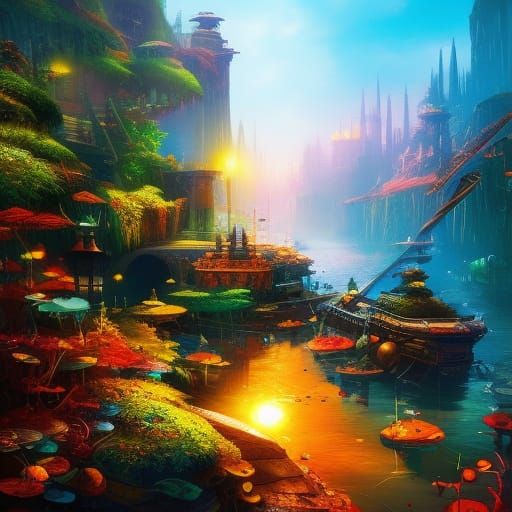 Colorful Floating World Illustration by Alexander Jansson
