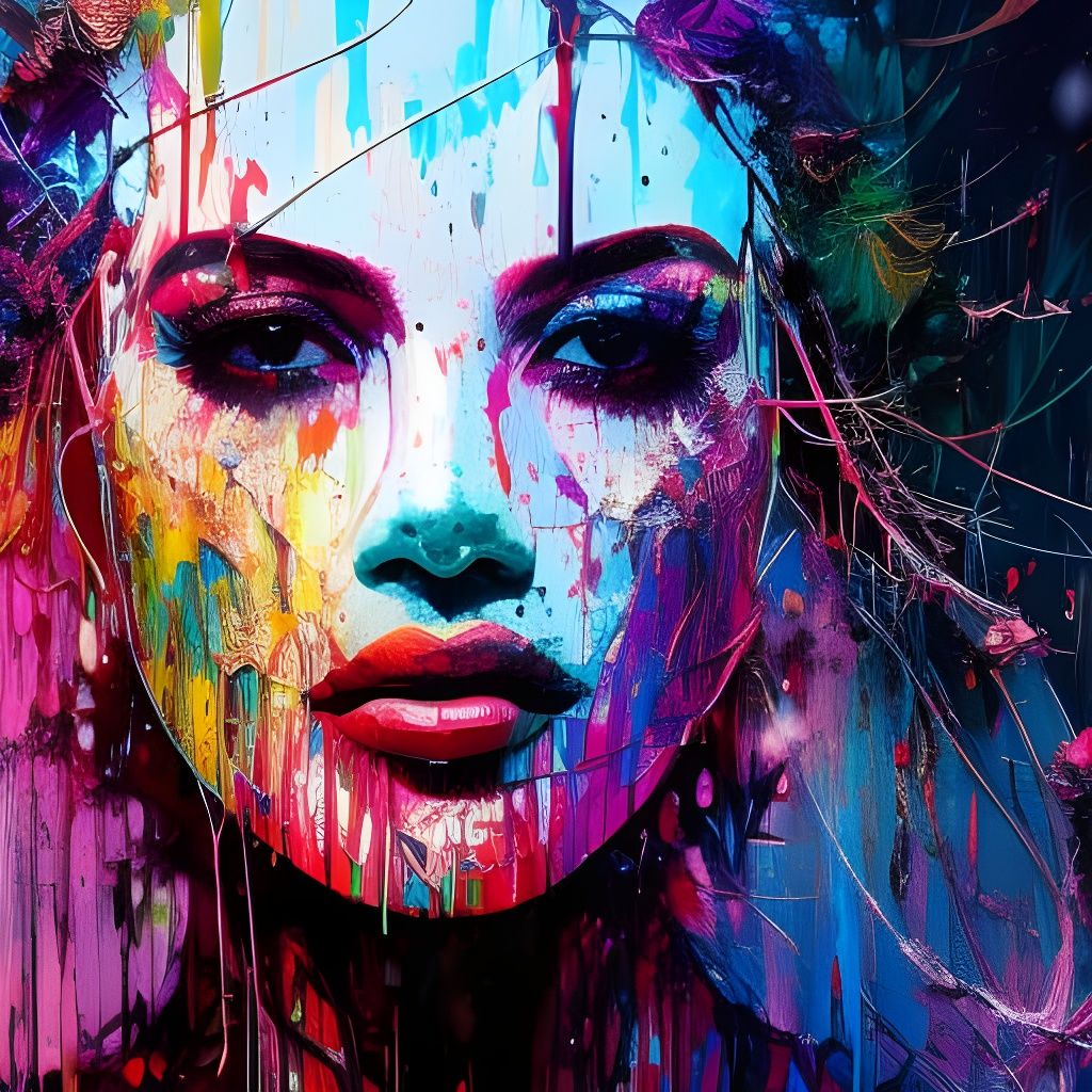 Exploding Strawberry Portrait in Splash Art Style