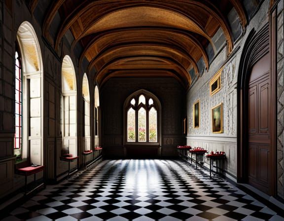 Ornate Chamberpots in Castle Hall: Rococo Digital Art