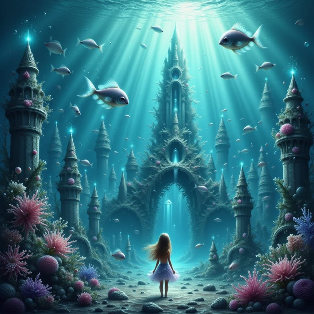 Submerged Atlantis City in Ethereal Light