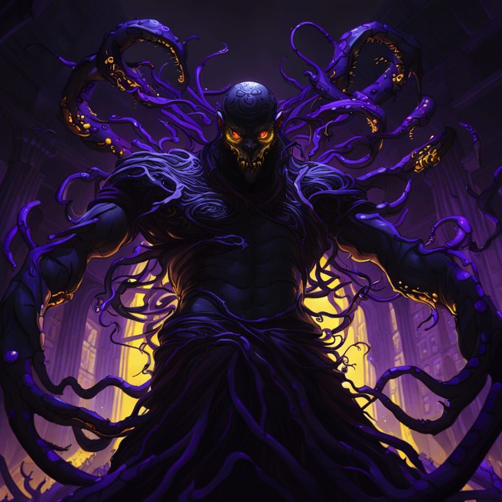 Demon Trapped in Web: Dark Fantasy Concept Art