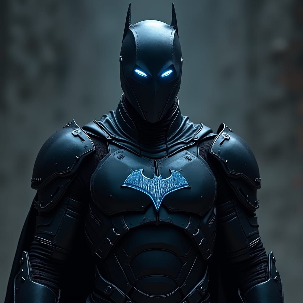 Cyber Knight in Medieval Armor with Radiant Blue Highlights