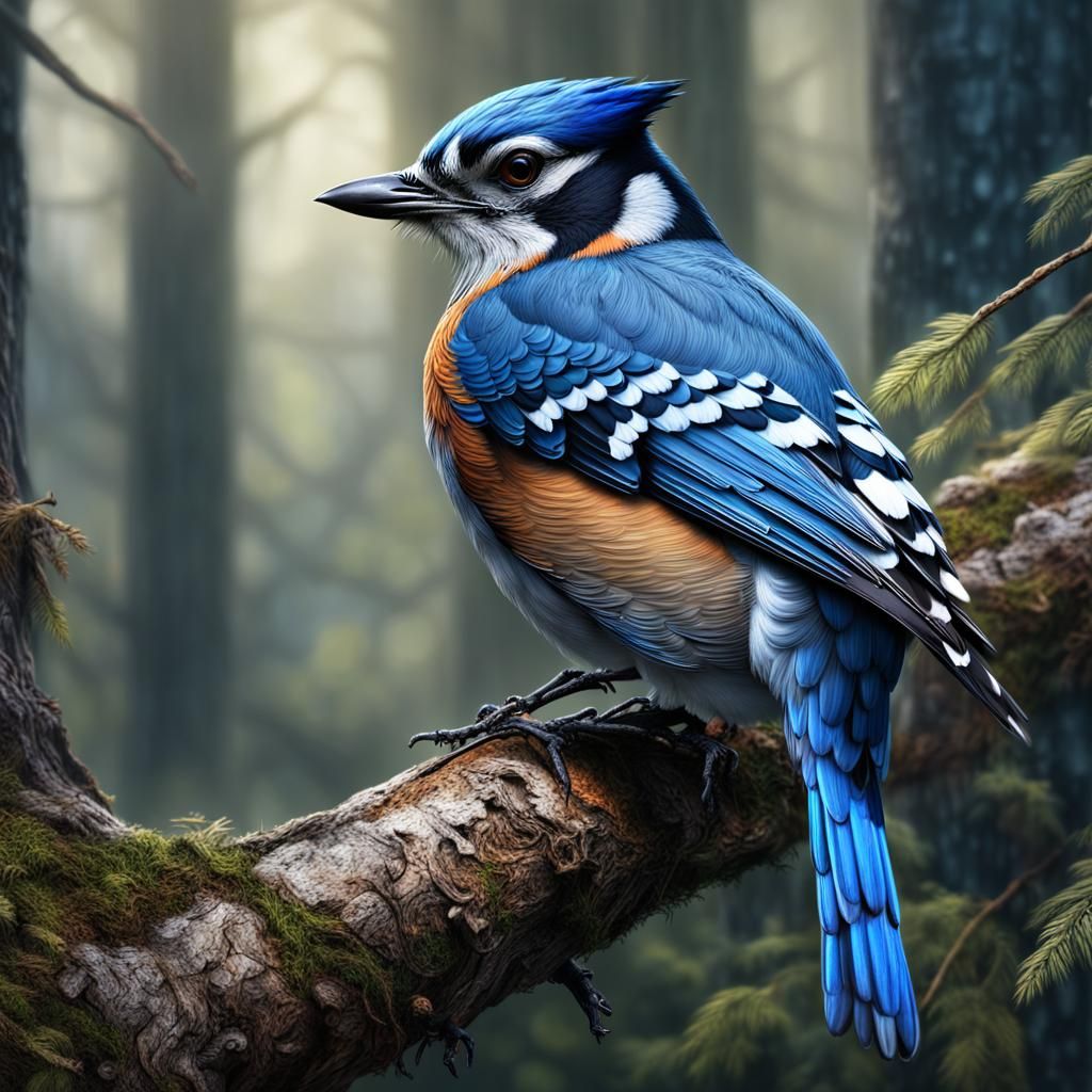 Colorful Birds in Woods: Digital Matte Painting