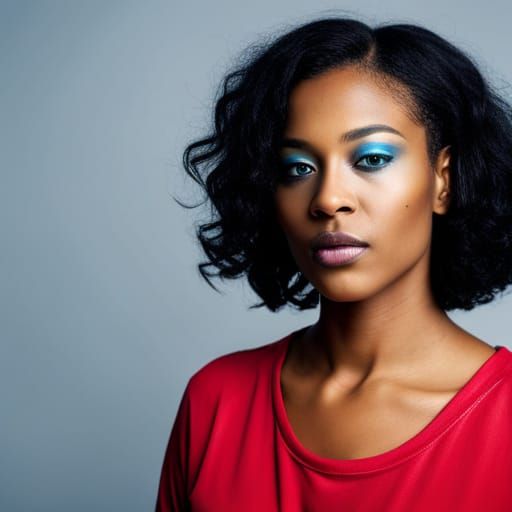 Futuristic Biracial Woman in Sci-Fi Hologram