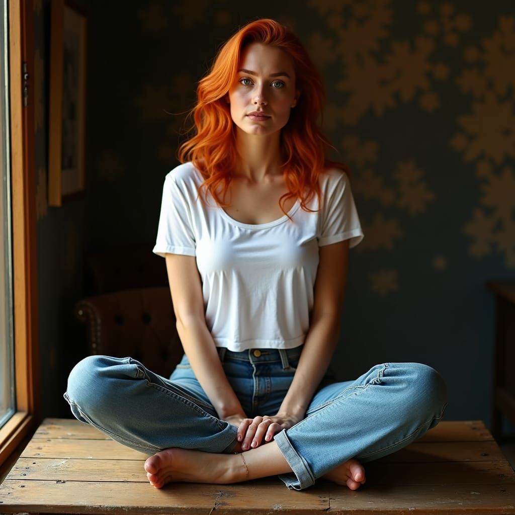 Cinematic Redhead Portrait in Golden Light