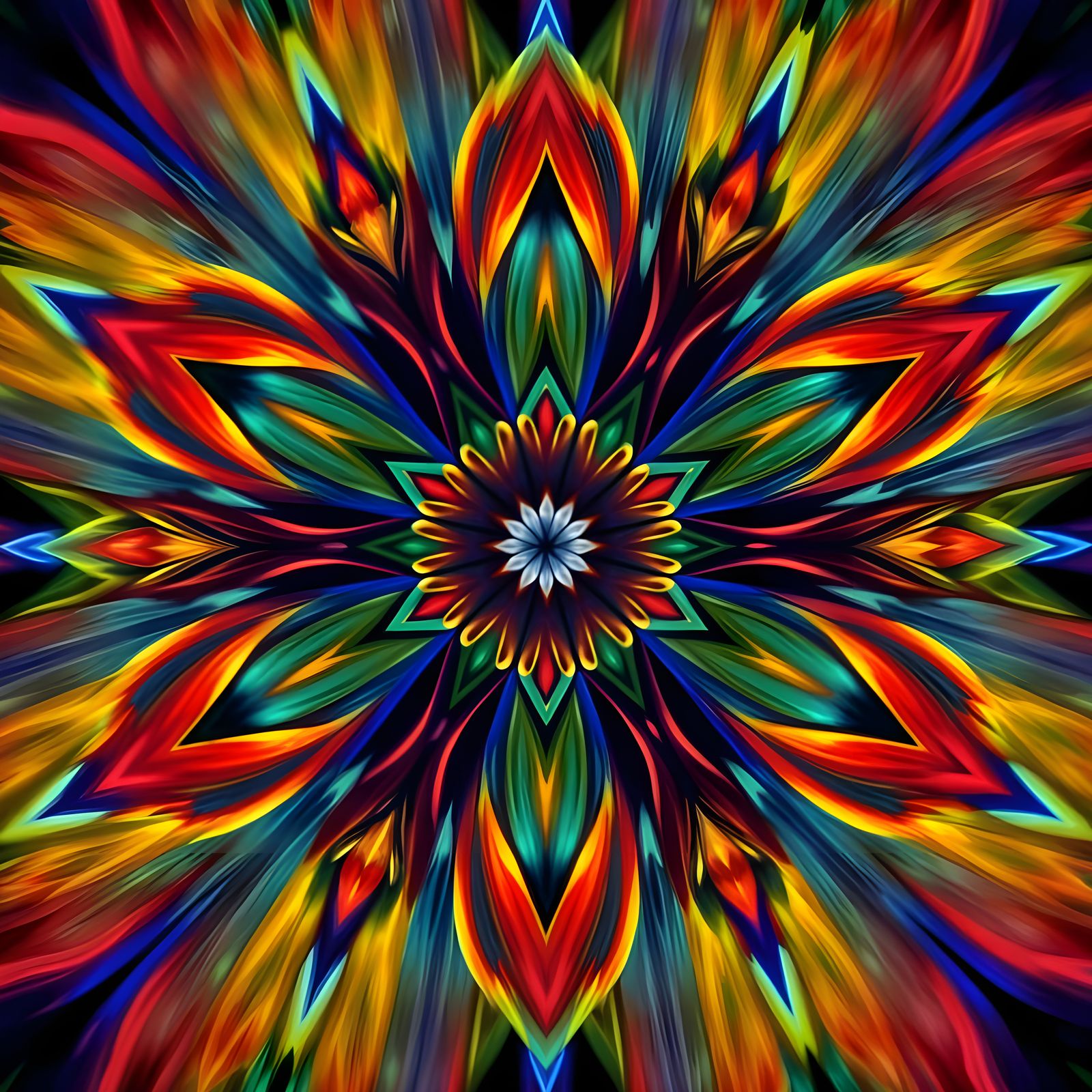 Harmonic Kaleidoscope Flower in Digital Painting Style