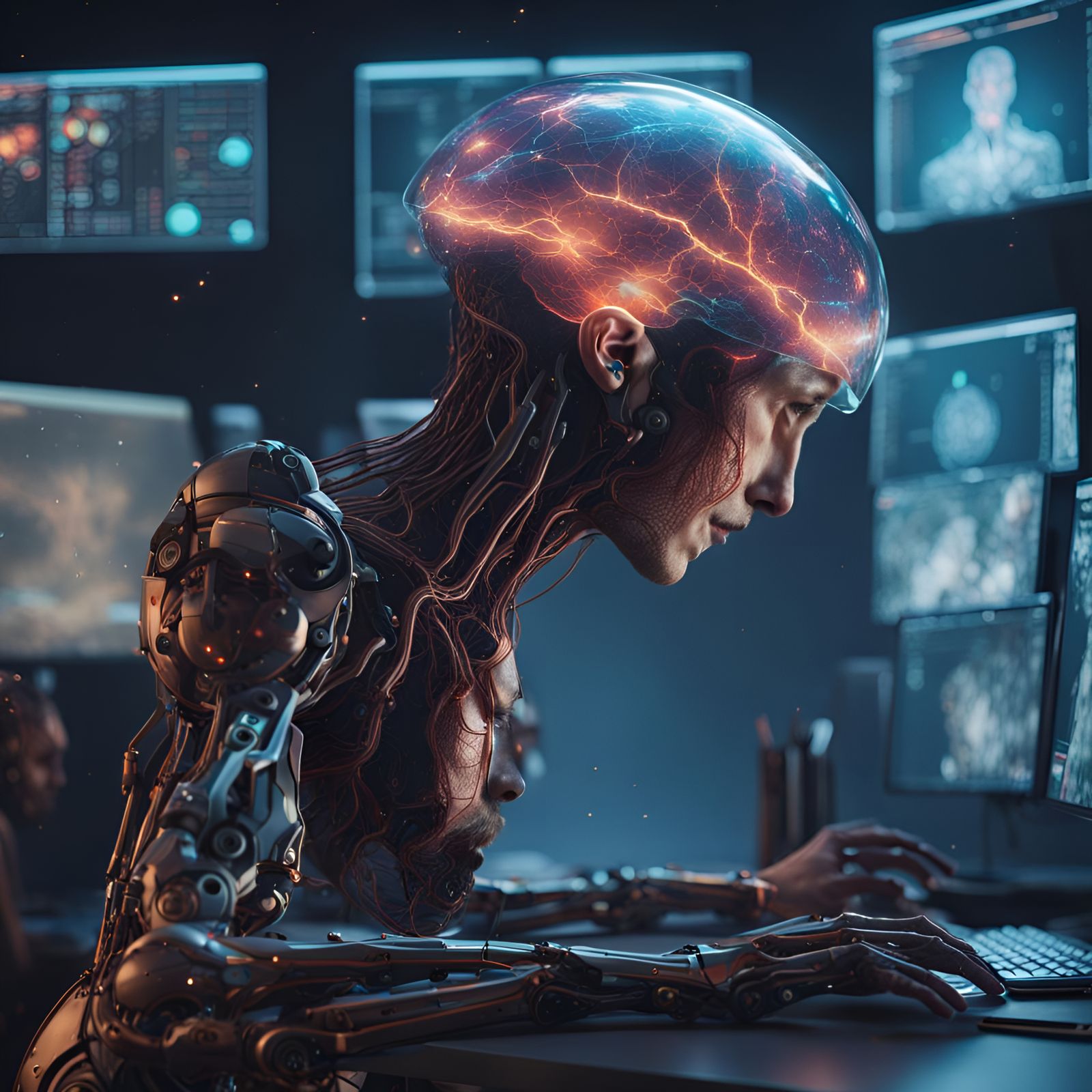 Robotic Human Studying Holographic Planet