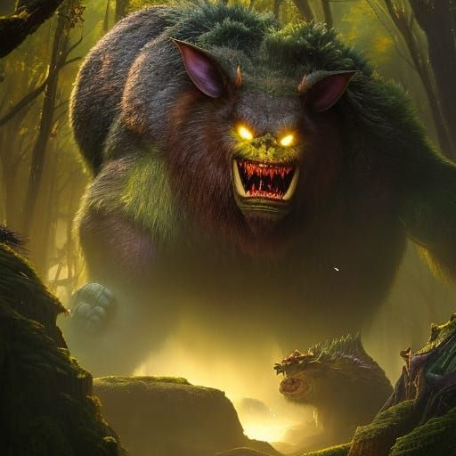 Ogre Portrait in Hyper-Realist Surrealism Style