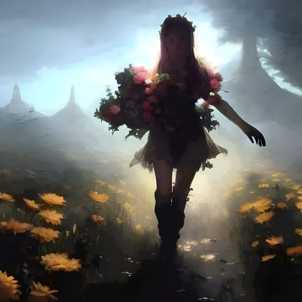 Floral Girl: Dark Fantasy Concept Art in 8K