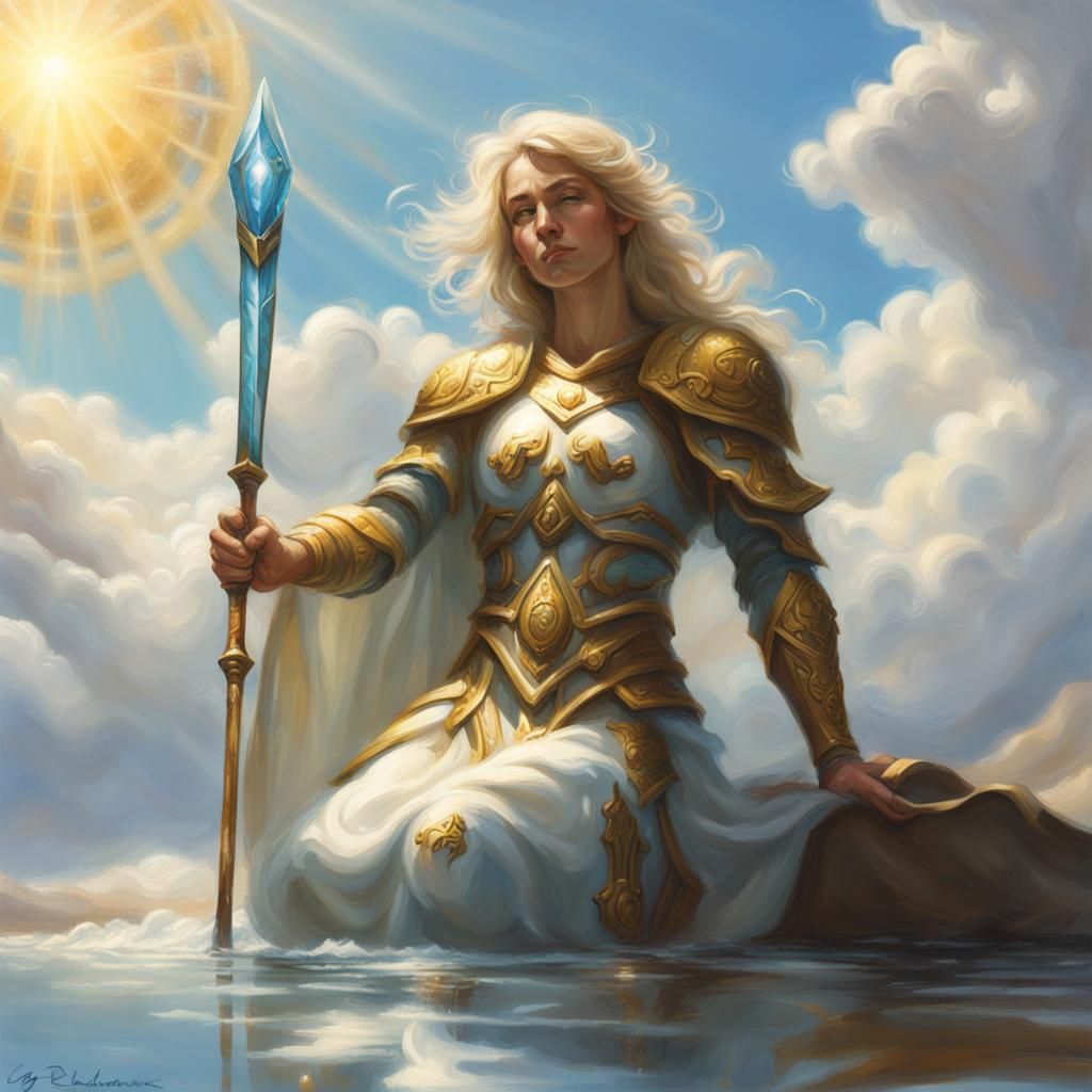 Ethereal Water Genasi Paladin in Divine Light