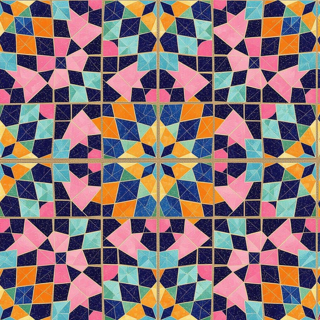 Vibrant Mosaic Tile Pattern in Playful Style
