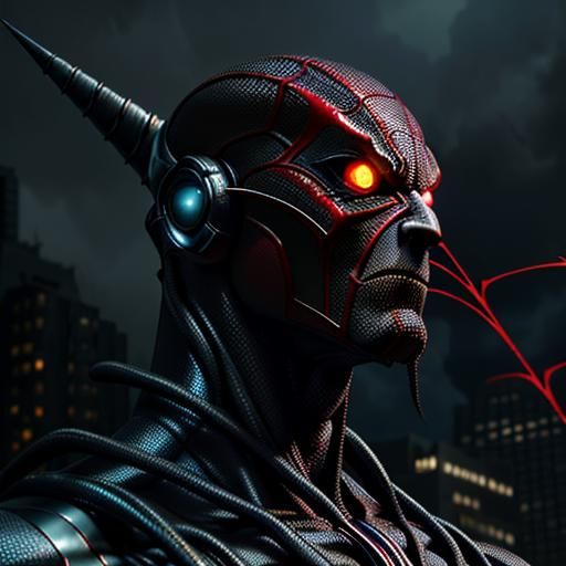 Eerie Sci-Fi Fusion Character in Abandoned City