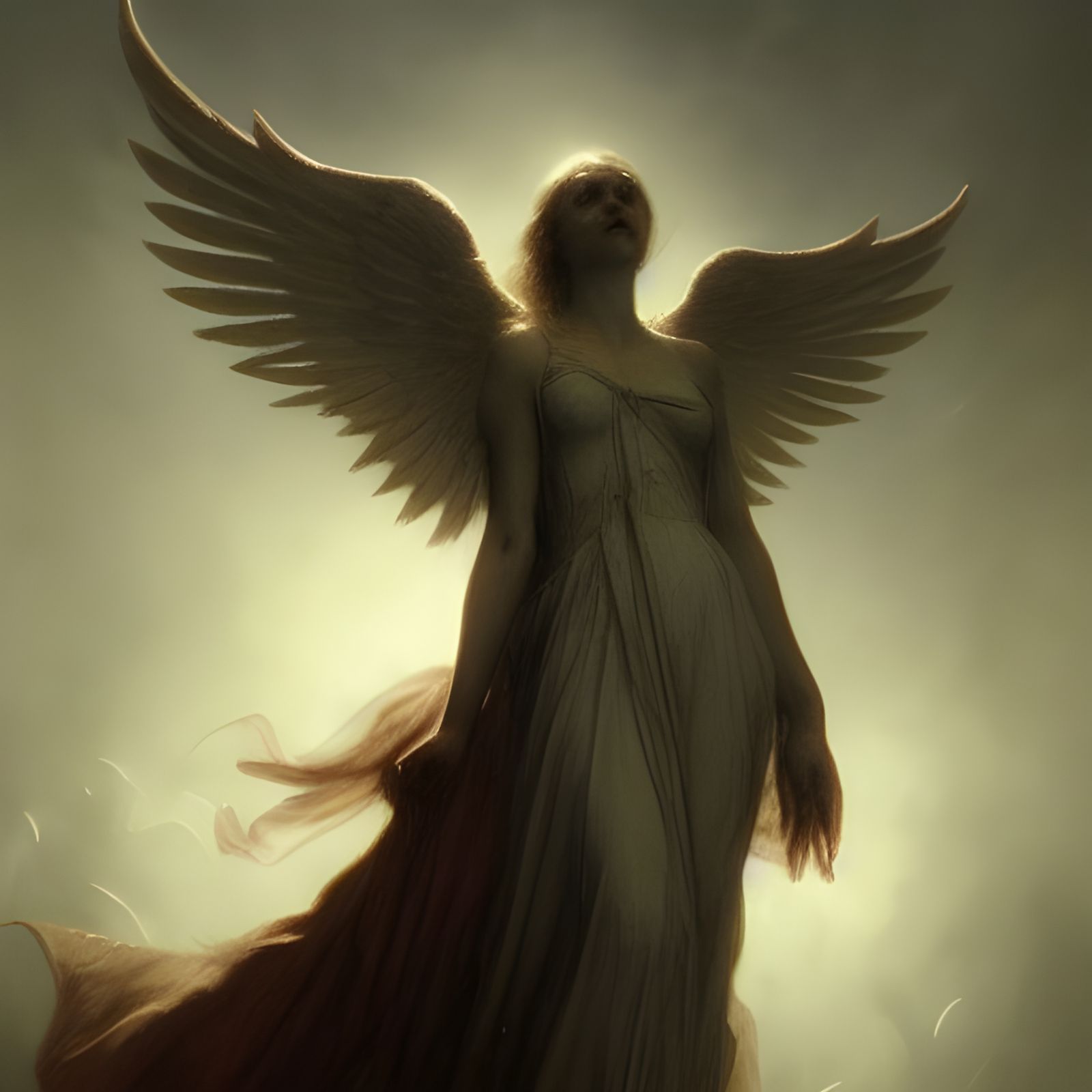 Distressed Angel in Macabre Engraving Style