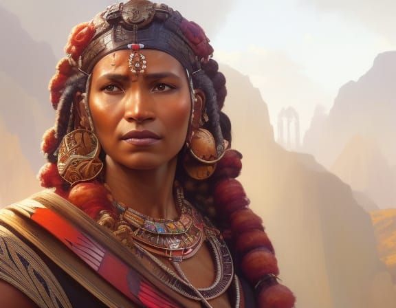 Mama Ocllo: Incan Goddess Portrait in Art Nouveau Style