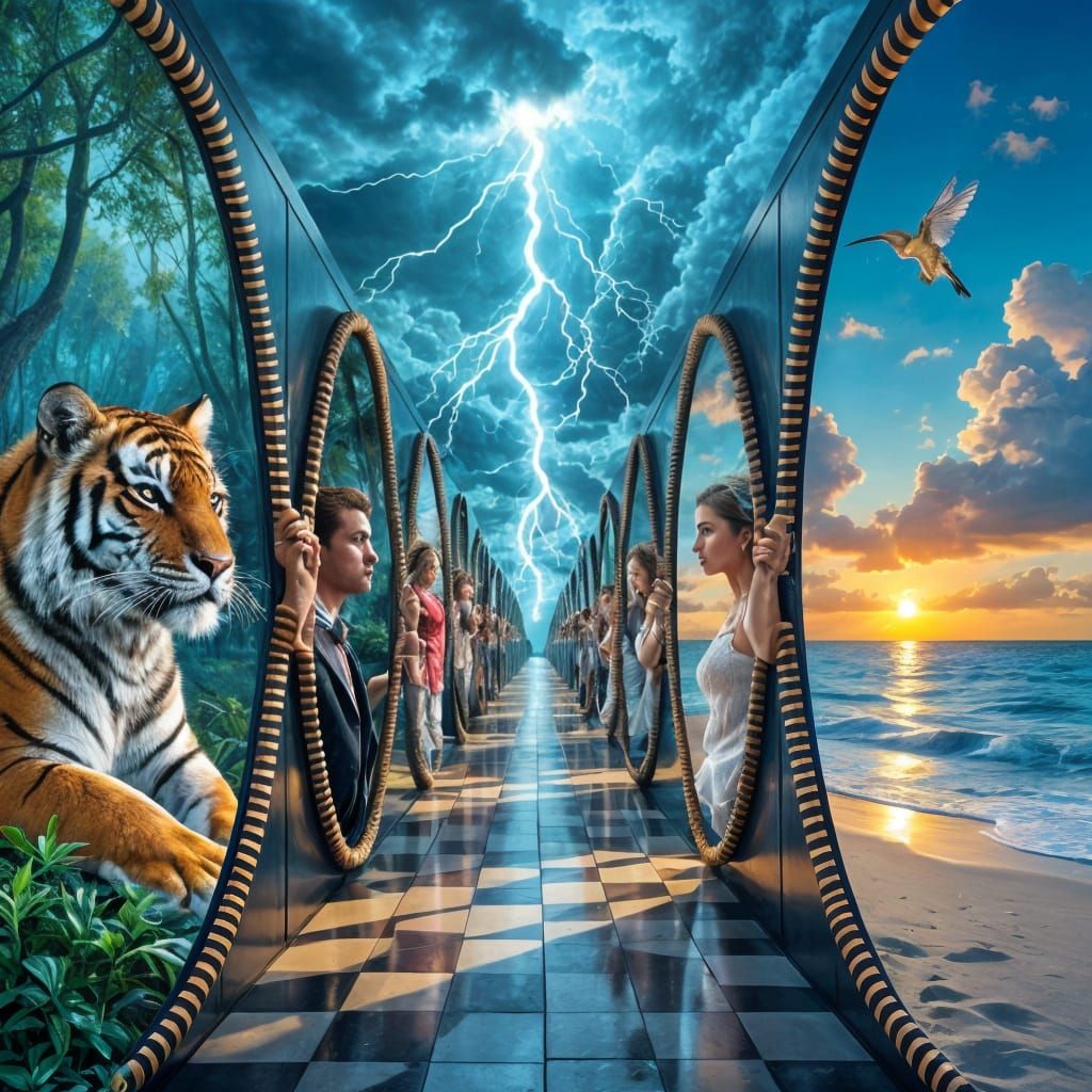 Hallway of Zippers with Evolving Images