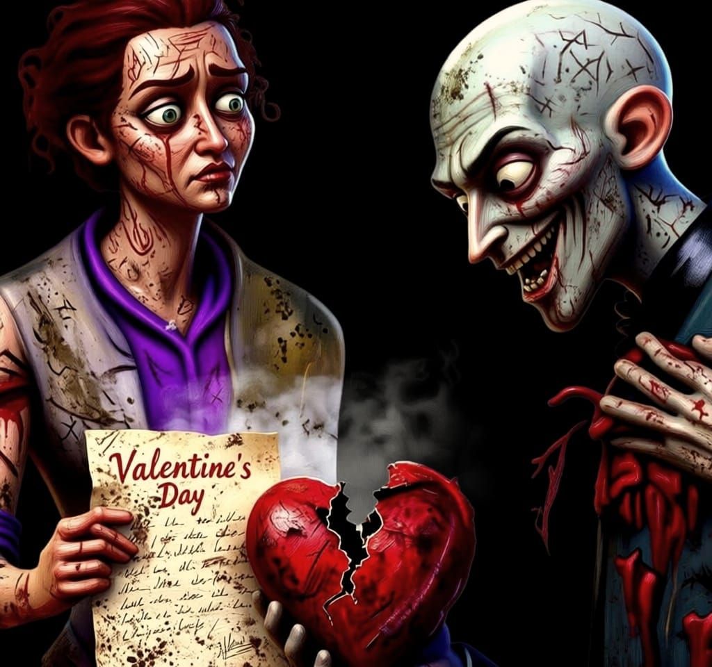 Man Offers Bloody Heart in Extreme Love Cartoon