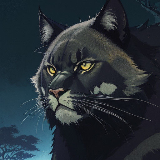 Glowing Black Panther in Moonlit Forest