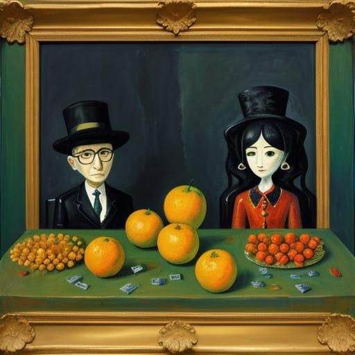 Money and Citrus Fruits Art
